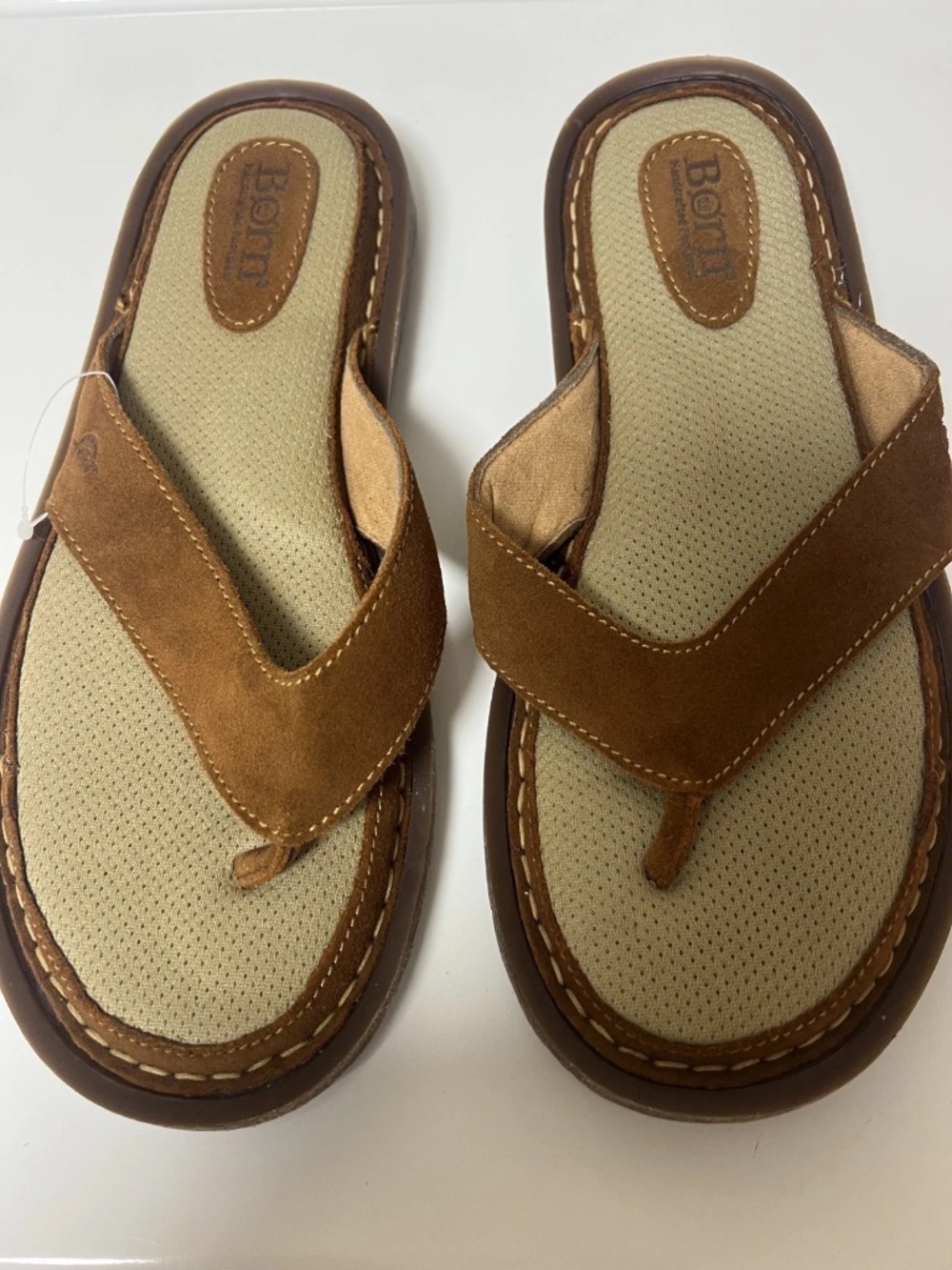 Born Men's Owem Brown Suede Thong Flip Flops Slides Sandals Size 12